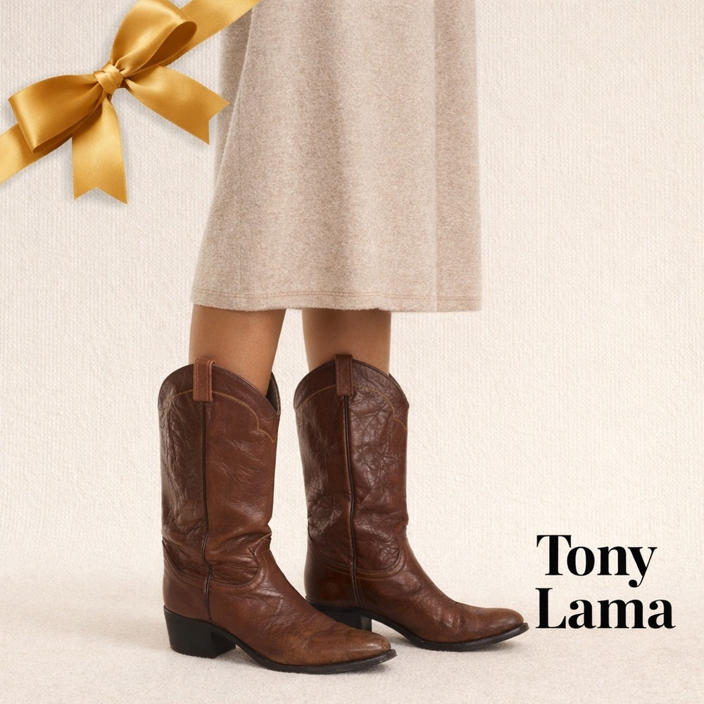 Tony Lama Vintage Brown Leather Western Boots 6B